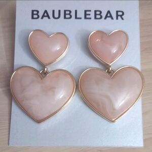 Baublebar Valentine Blush Pink Marble Stone Heart Earrings Gold Y2K Bling